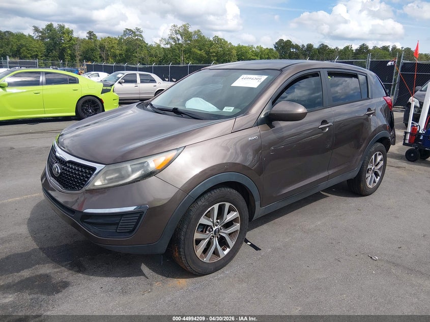 2015 Kia Sportage VIN KNDPBCACXF7694280 IAAI salvage auction — REAR END, Salvage (South Carolina), sold $1,050 on 2026-07-14 (photo 2)