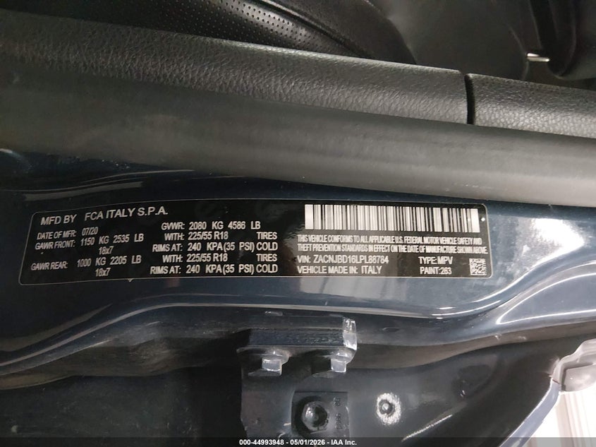 2020 Jeep Renegade VIN ZACNJBD16LPL88784 IAAI salvage auction — REAR END, Salvage (Minnesota), sold $4,250 on 2026-07-28 (photo 9)