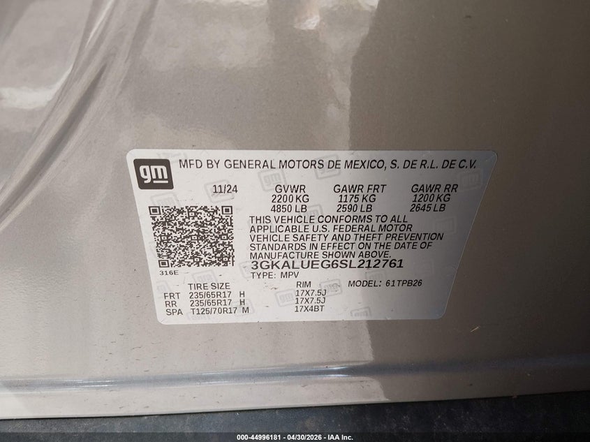 2025 Gmc Terrain VIN 3GKALUEG6SL212761 IAAI salvage auction — SIDE, Salvage (Mississippi), sold $9,600 on 2026-07-25 (photo 9)
