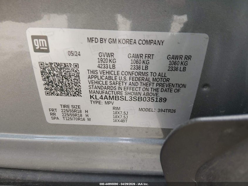 2025 Buick Encore gx VIN KL4AMBSL3SB035189 IAAI salvage auction — FRONT END, Salvage (Louisiana), sold $3,925 on 2026-07-07 (photo 9)
