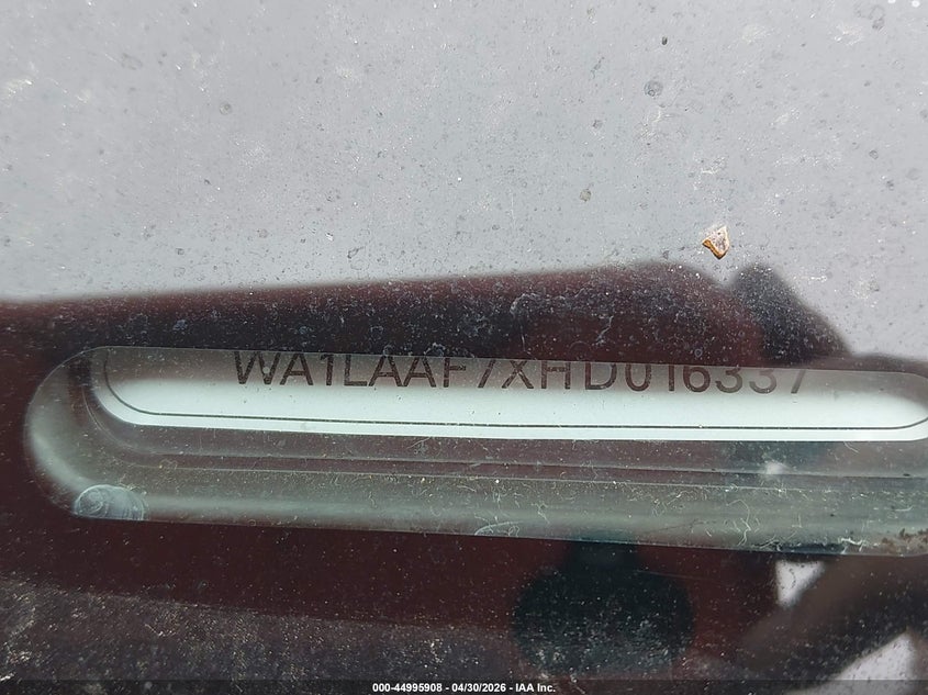 2017 Audi Q7 VIN WA1LAAF7XHD016337 IAAI salvage auction — FRONT END, Salvage (Mississippi), sold $2,150 on 2026-07-29 (photo 9)