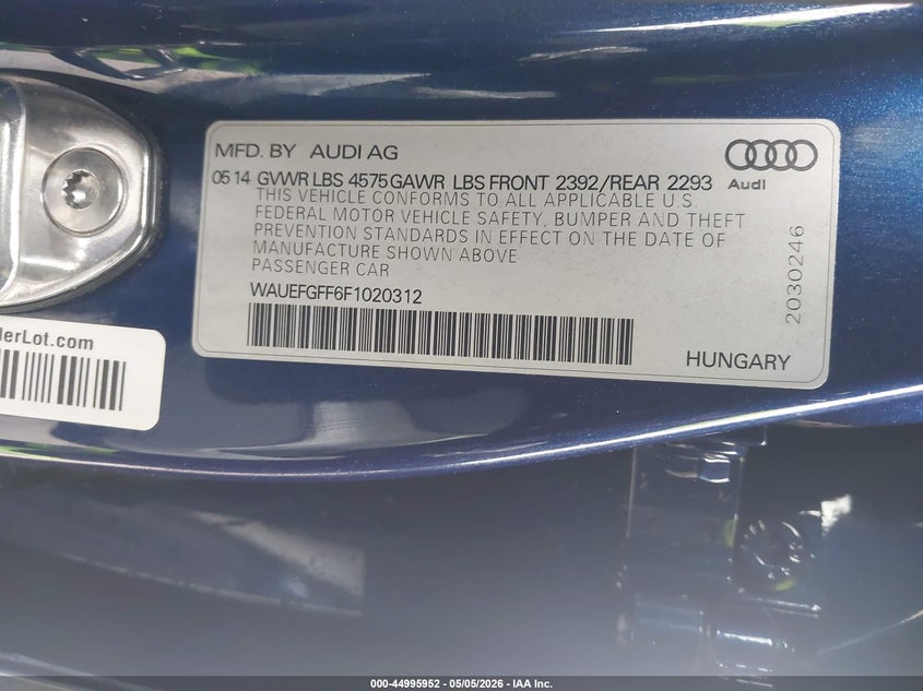 2015 Audi A3 VIN WAUEFGFF6F1020312 IAAI salvage auction — FRONT END, Salvage (Oregon), sold $1,050 on 2026-07-28 (photo 9)