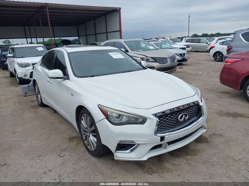 2018 Infiniti Q50 VIN JN1EV7AP8JM367074 IAAI salvage auction — REAR END, Original (Texas), sold $2,350 on 2026-07-07 (photo 1)