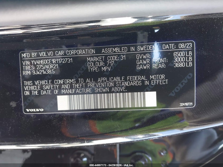 2024 Volvo Xc90 VIN YV4H60CE1R1172731 IAAI salvage auction — FRONT END, Salvage Title, sold $16,000 on 2026-07-15 (photo 9)