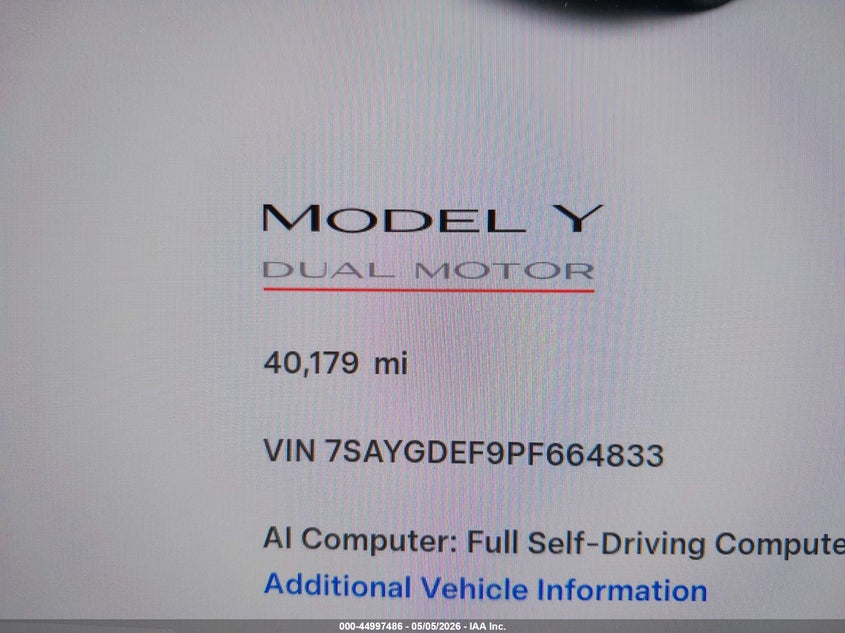 2023 Tesla Model y VIN 7SAYGDEF9PF664833 IAAI salvage auction — RIGHT SIDE, Salvage (Oregon), sold $12,900 on 2026-07-30 (photo 7)