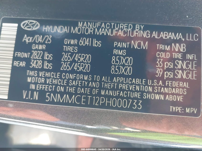 2023 Genesis Gv70 VIN 5NMMCET12PH000733 IAAI salvage auction — SIDE, Salvage (California), sold $8,500 on 2026-07-21 (photo 9)