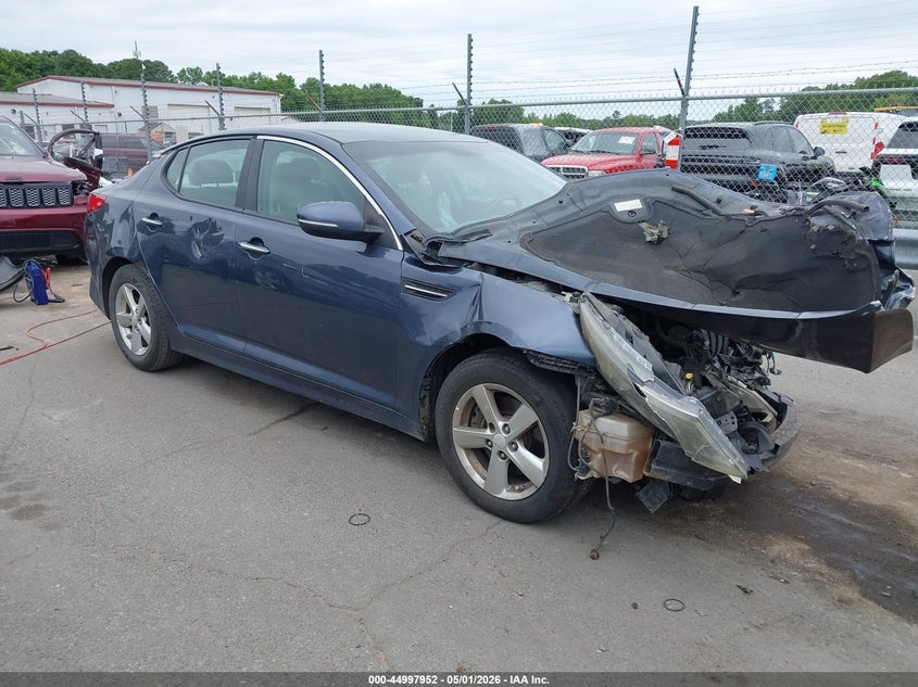 2015 Kia Optima VIN 5XXGM4A77FG471009 IAAI salvage auction — FRONT & REAR, Wait Title, sold $550 on 2026-07-06 (photo 1)