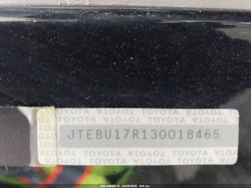 2003 Toyota 4runner VIN JTEBU17R130018465 IAAI salvage auction — NORMAL WEAR, Salvage (Texas), sold $1,900 on 2026-07-29 (photo 9)