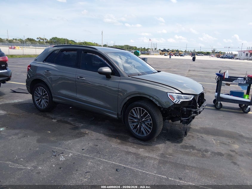 2023 Audi Q3 VIN WA1AUCF3XP1124769 IAAI salvage auction — LEFT SIDE, Rebuildable (Florida), sold $6,500 on 2026-08-01 (photo 1)