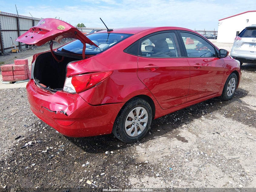 2016 Hyundai Accent VIN KMHCT4AE1GU986143 IAAI salvage auction — REAR END, Clear (Arkansas), sold $1,825 on 2026-07-30 (photo 4)