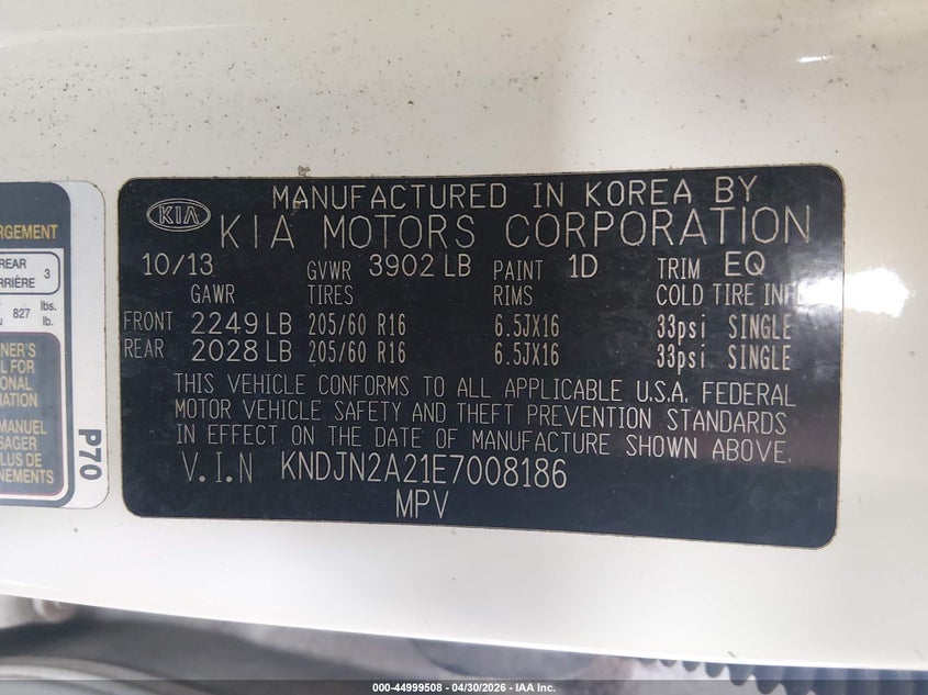 2014 Kia Soul VIN KNDJN2A21E7008186 IAAI salvage auction — LEFT SIDE, Clear (Texas), sold $1,400 on 2026-07-23 (photo 9)