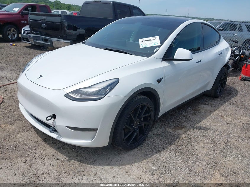 2021 Tesla Model y VIN 5YJYGDEEXMF096690 IAAI salvage auction — LEFT REAR, Clear (Oklahoma), sold $11,100 on 2026-07-14 (photo 2)