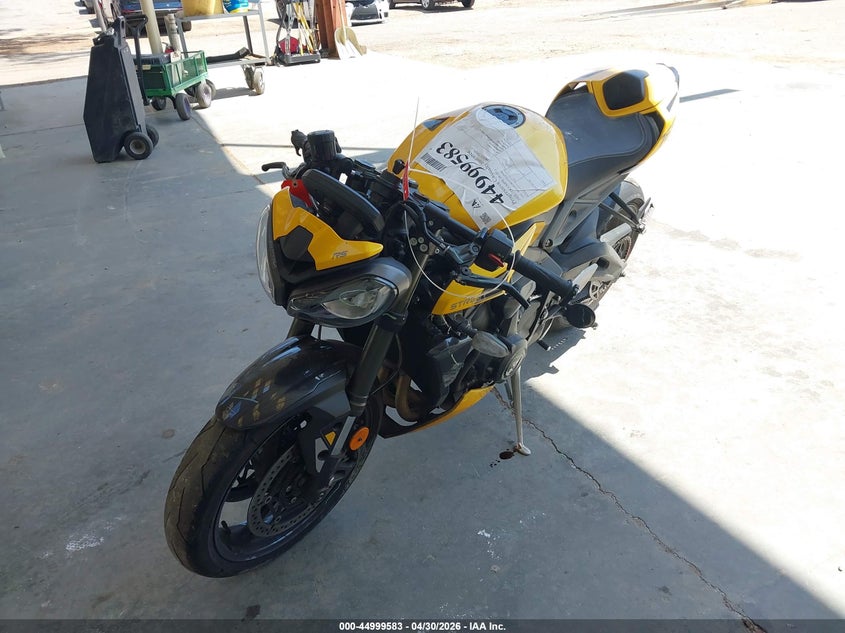 2025 Triumph motorcycle Street VIN SMTA614KXSTCB7058 IAAI salvage auction — FRONT & REAR, Salvage (California), sold $2,150 on 2026-07-29 (photo 2)