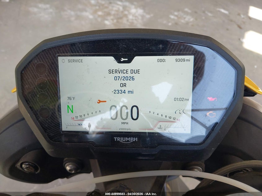 2025 Triumph motorcycle Street VIN SMTA614KXSTCB7058 IAAI salvage auction — FRONT & REAR, Salvage (California), sold $2,150 on 2026-07-29 (photo 7)