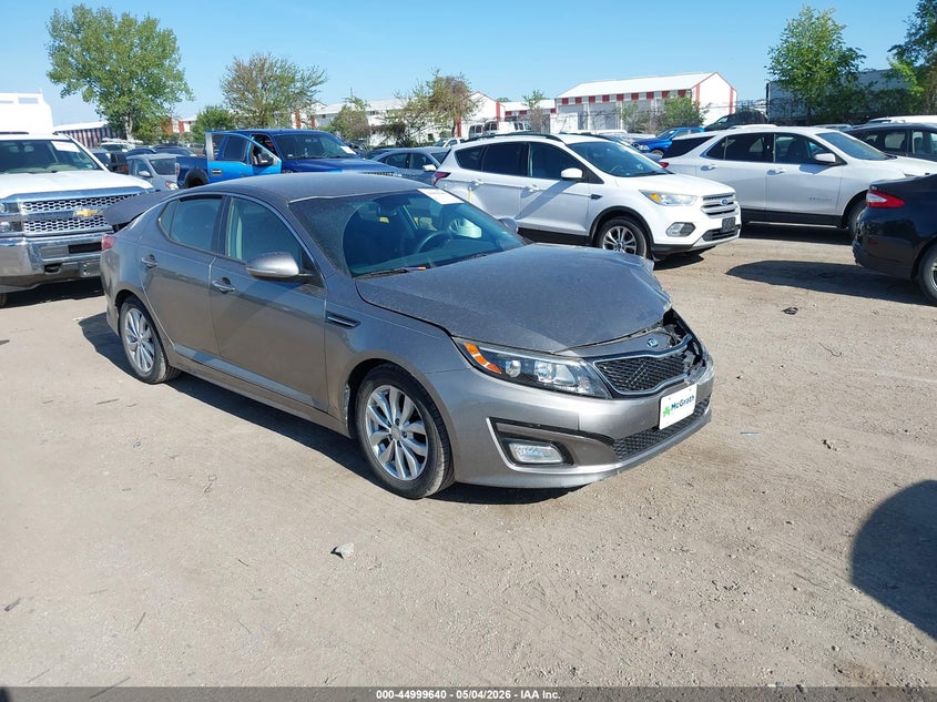 2015 Kia Optima VIN 5XXGM4A7XFG498320 IAAI salvage auction — LEFT FRONT, Salvage (Iowa), sold $1,100 on 2026-07-13 (photo 1)