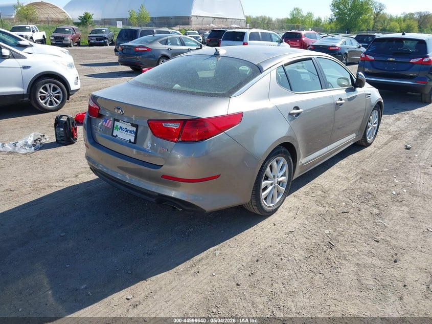 2015 Kia Optima VIN 5XXGM4A7XFG498320 IAAI salvage auction — LEFT FRONT, Salvage (Iowa), sold $1,100 on 2026-07-13 (photo 4)