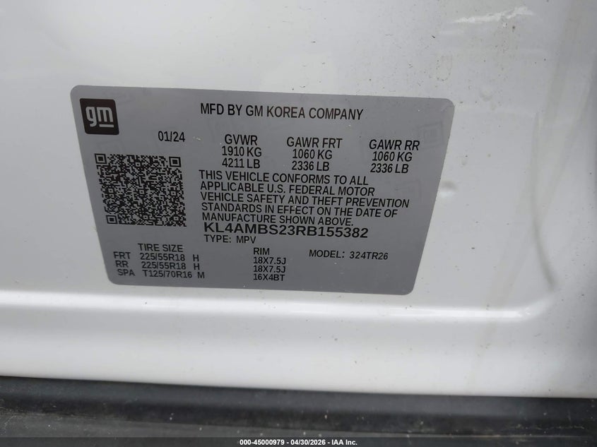 2024 Buick Encore gx VIN KL4AMBS23RB155382 IAAI salvage auction — LEFT SIDE, Salvage (North Carolina), sold $3,750 on 2026-07-09 (photo 9)