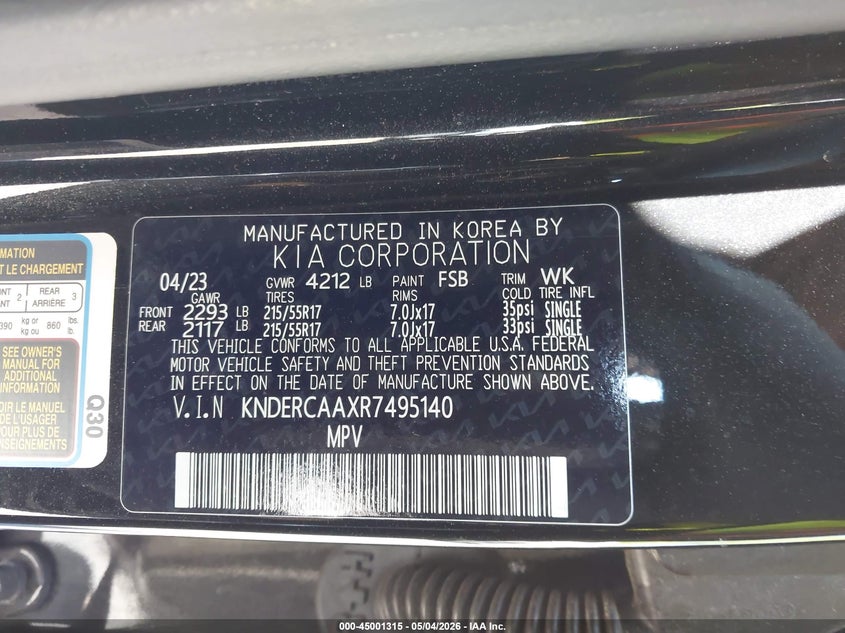 2024 Kia Seltos VIN KNDERCAAXR7495140 IAAI salvage auction — REAR END, Salvage (New Jersey), sold $7,950 on 2026-08-24 (photo 9)