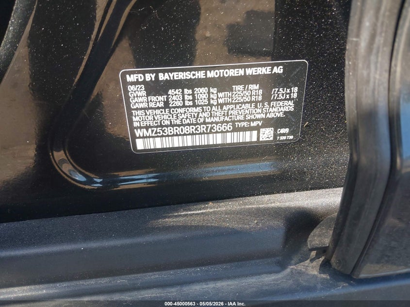 2024 Mini Countryman VIN WMZ53BR08R3R73666 IAAI salvage auction — RIGHT FRONT, Mv-907A (New York), sold $3,850 on 2026-07-07 (photo 9)