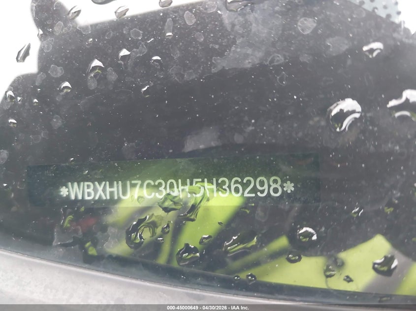 2017 BMW X1 VIN WBXHU7C30H5H36298 IAAI salvage auction — RIGHT REAR, Repossession Paperwork (Georgia), sold $825 on 2026-07-06 (photo 9)