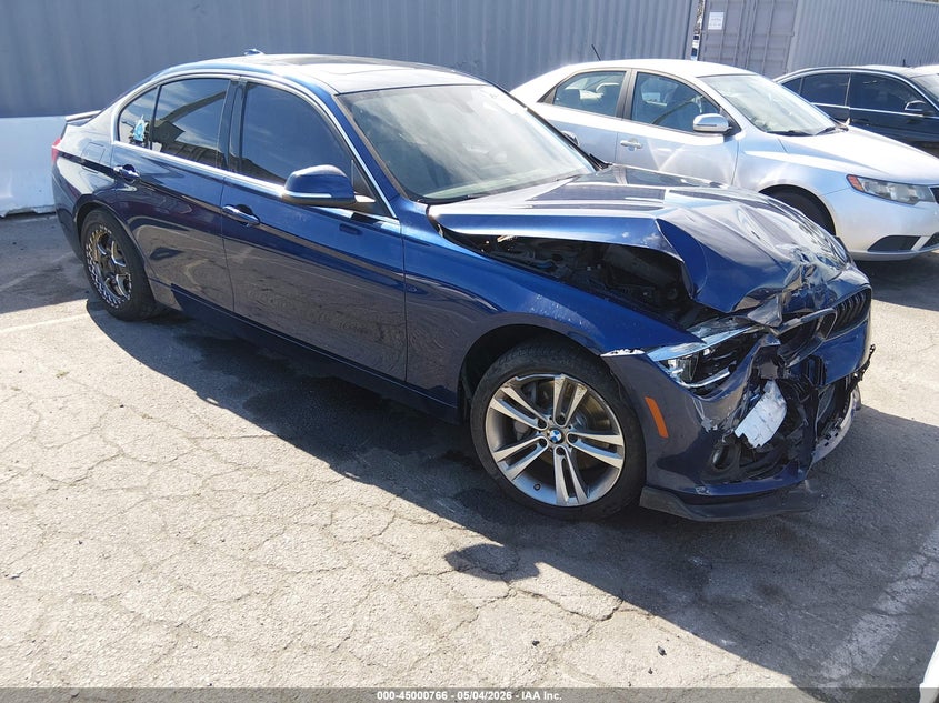 2018 BMW 3er VIN WBA8B3C50JK385178 IAAI salvage auction — FRONT END, Salvage (California), sold $8,250 on 2026-07-06 (photo 1)