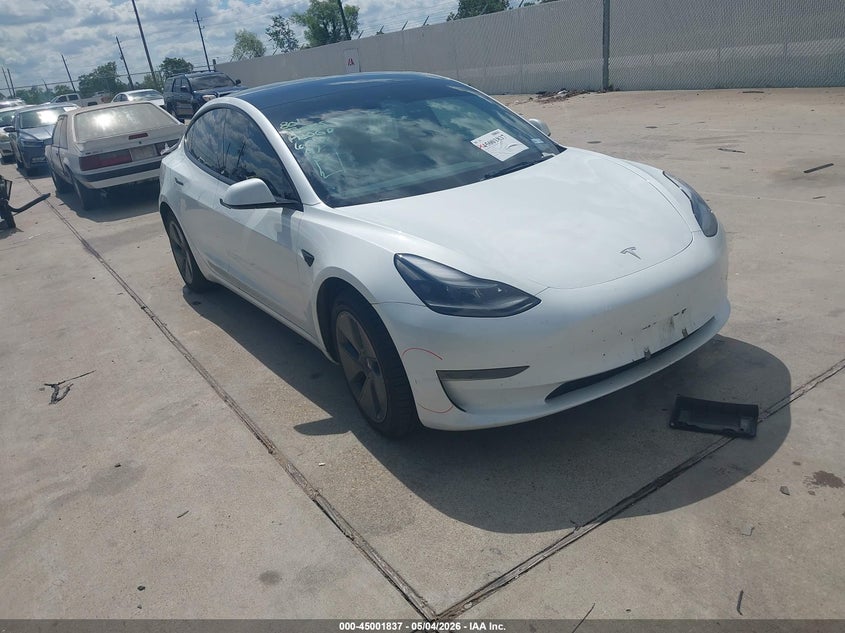 2023 Tesla Model 3 VIN 5YJ3E1EA1PF600706 IAAI salvage auction — REAR END, Original (Texas), sold $7,600 on 2026-07-23 (photo 1)