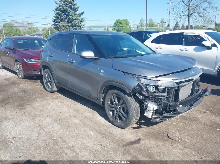 2023 Kia Seltos VIN KNDEPCAA8P7408371 IAAI salvage auction — FRONT END, Scrap (Michigan), sold $2,300 on 2026-07-30 (photo 1)