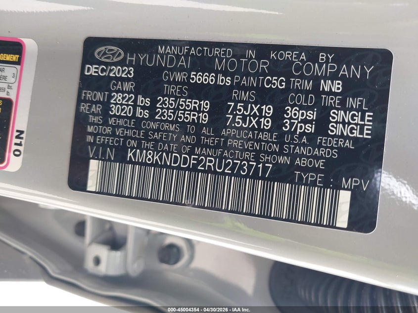 2024 Hyundai Ioniq 5 VIN KM8KNDDF2RU273717 IAAI salvage auction — SIDE, Original (Texas), sold $9,700 on 2026-07-16 (photo 9)