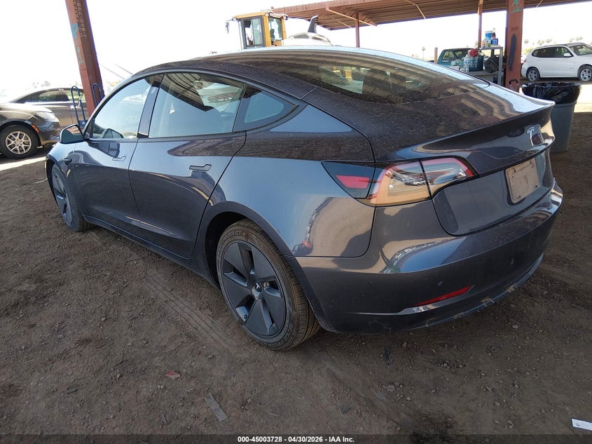 2023 Tesla Model 3 VIN 5YJ3E1EA0PF700747 IAAI salvage auction — RIGHT REAR, Salvage Title, sold $7,650 on 2026-09-10 (photo 3)