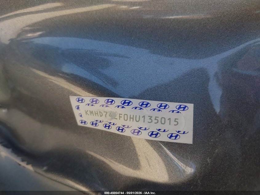 2017 Hyundai Elantra VIN KMHD74LF0HU135015 IAAI salvage auction — ALL OVER, Junk (Oklahoma), sold $425 on 2026-07-14 (photo 9)