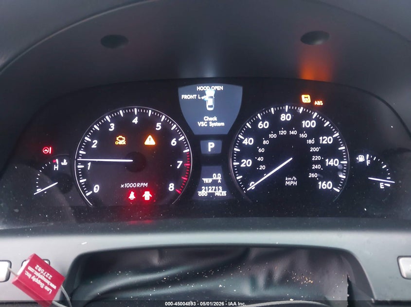 2008 Lexus Ls VIN JTHBL46FX85080780 IAAI salvage auction — FRONT END, Salvage (Louisiana), sold $450 on 2026-07-14 (photo 7)