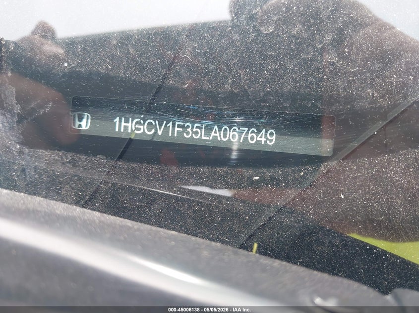2020 Honda Accord VIN 1HGCV1F35LA067649 IAAI salvage auction — HAIL, Original (Texas), sold $9,050 on 2026-07-09 (photo 9)