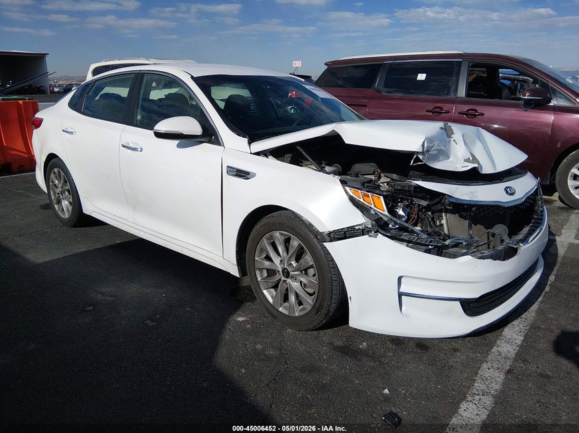2016 Kia Optima VIN 5XXGT4L36GG072753 IAAI salvage auction — FRONT END, Salvage (Idaho), sold $1,250 on 2026-07-17 (photo 1)