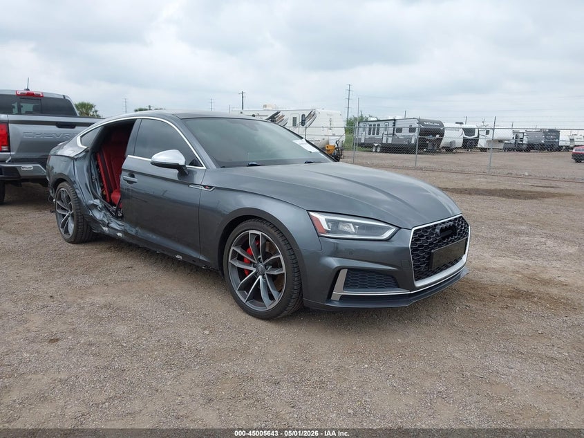2018 Audi S5 VIN WAUB4DF50JA039252 IAAI salvage auction — RIGHT SIDE, Wait Title, sold $6,000 on 2026-07-14 (photo 1)