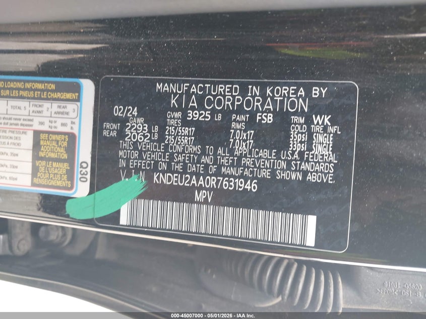 2024 Kia Seltos VIN KNDEU2AA0R7631946 IAAI salvage auction — LEFT SIDE, Original (Texas), sold $7,800 on 2026-07-14 (photo 9)