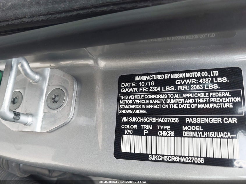 2017 Infiniti Qx30 VIN SJKCH5CR6HA027056 IAAI salvage auction — RIGHT FRONT, Salvage (Texas), sold $1,250 on 2026-07-28 (photo 9)