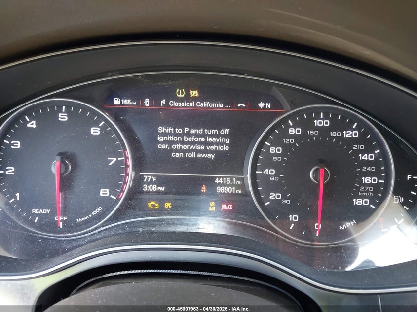 2017 Audi A6 VIN WAUD8AFC4HN080383 IAAI salvage auction — RIGHT FRONT, Salvage (California), sold $2,700 on 2026-07-29 (photo 7)