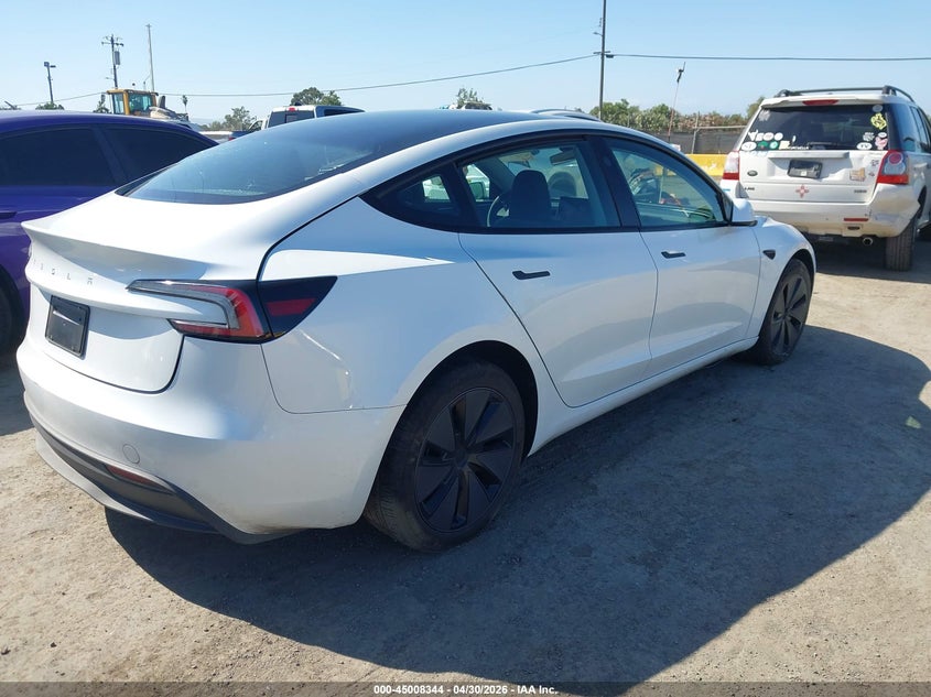 2025 Tesla Model 3 VIN 5YJ3E1EA8SF041485 IAAI salvage auction — REAR END, Salvage (California), sold $4,950 on 2026-07-30 (photo 4)