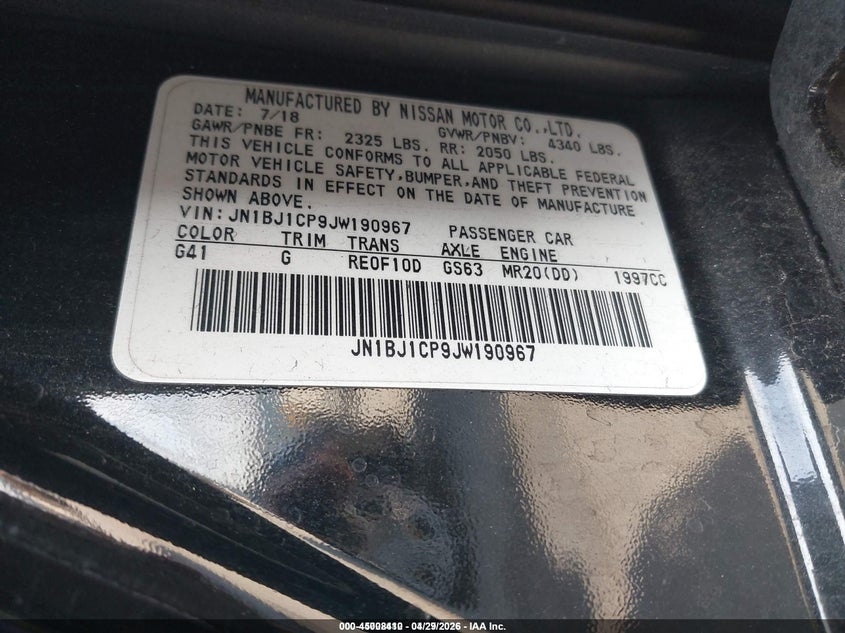 2018 Nissan Rogue VIN JN1BJ1CP9JW190967 IAAI salvage auction — RIGHT FRONT, Salvage (California), sold $1,550 on 2026-07-08 (photo 9)