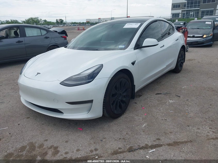 2021 Tesla Model 3 VIN 5YJ3E1EA8MF093959 IAAI salvage auction — RIGHT FRONT, Salvage (Texas), sold $4,375 on 2026-07-14 (photo 2)