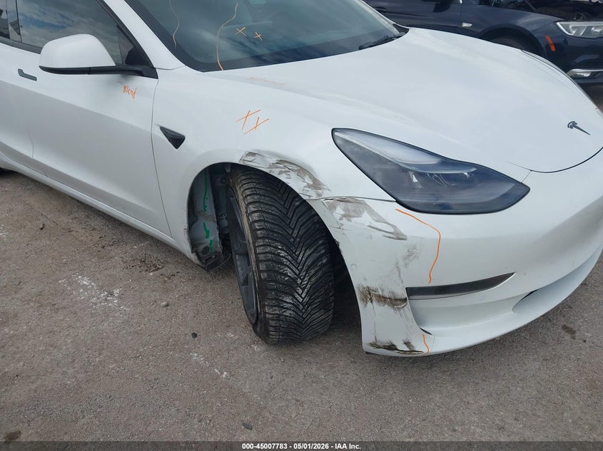 2021 Tesla Model 3 VIN 5YJ3E1EA8MF093959 IAAI salvage auction — RIGHT FRONT, Salvage (Texas), sold $4,375 on 2026-07-14 (photo 6)