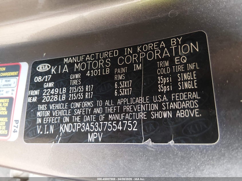 2018 Kia Soul VIN KNDJP3A53J7554752 IAAI salvage auction — REAR END, Salvage (Arizona), sold $2,200 on 2026-07-14 (photo 9)