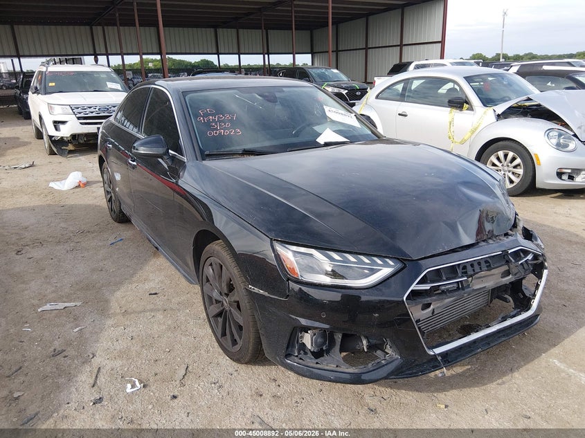 2021 Audi A4 VIN WAUBBAF4XMN009023 IAAI salvage auction — FRONT END, Original (Texas), sold $7,200 on 2026-07-28 (photo 1)