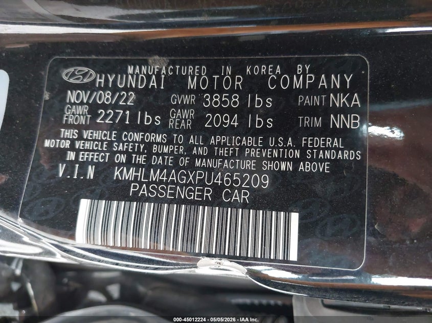 2023 Hyundai Elantra VIN KMHLM4AGXPU465209 IAAI salvage auction — LEFT SIDE, Salvage (Missouri), sold $4,200 on 2026-07-27 (photo 9)