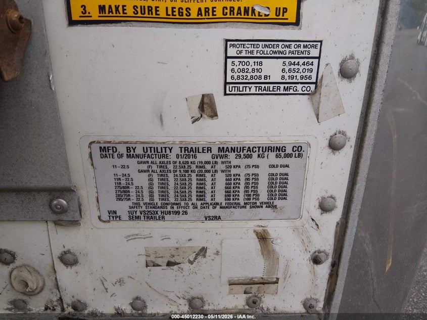 2017 Utility trailer mfg Unknown VIN 1UYVS253XHU819926 IAAI salvage auction — REAR END, Junk Bill Of Sale Mv2459 (Wisconsin), sold $5,950 on 2026-09-23 (photo 9)