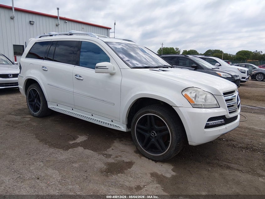2012 Mercedes-benz Gl-klasse VIN 4JGBF8GE0CA767090 IAAI salvage auction — HAIL, Salvage (Kansas), sold $3,350 on 2026-07-17 (photo 1)