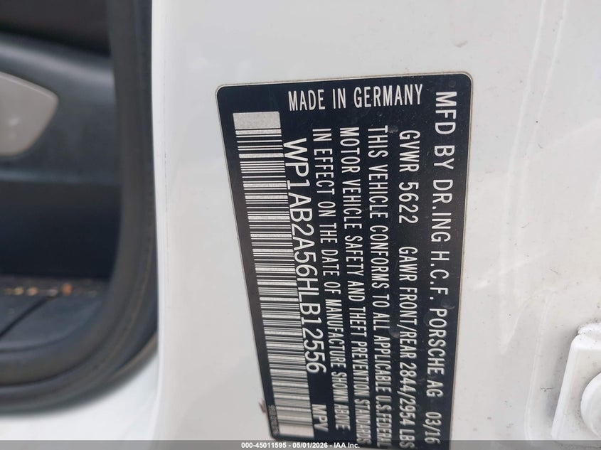 2017 Porsche Macan VIN WP1AB2A56HLB12556 IAAI salvage auction — REAR END, Wait Title, sold $5,300 on 2026-07-07 (photo 9)