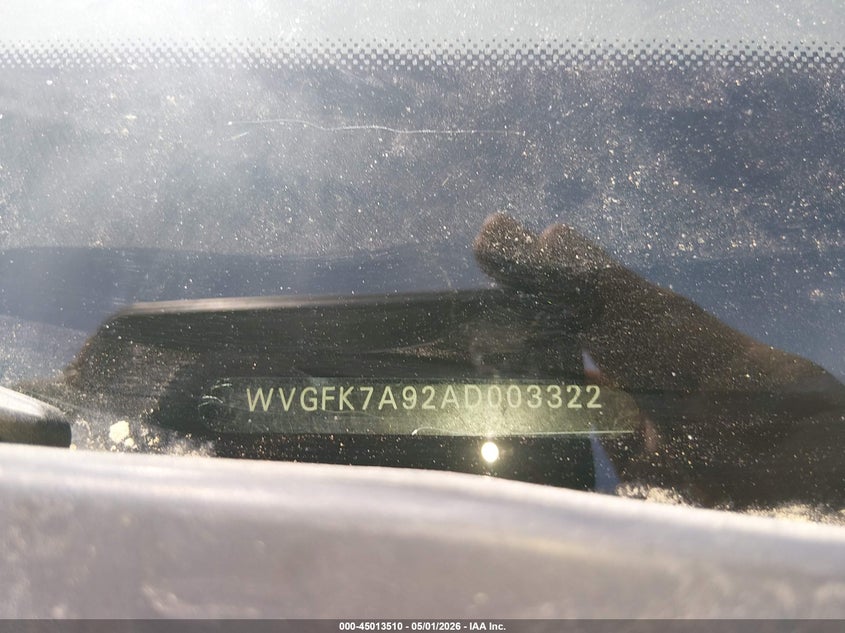 2010 Volkswagen Touareg VIN WVGFK7A92AD003322 IAAI salvage auction — LEFT FRONT, Bill Of Sale (Washington), sold $325 on 2026-07-22 (photo 9)