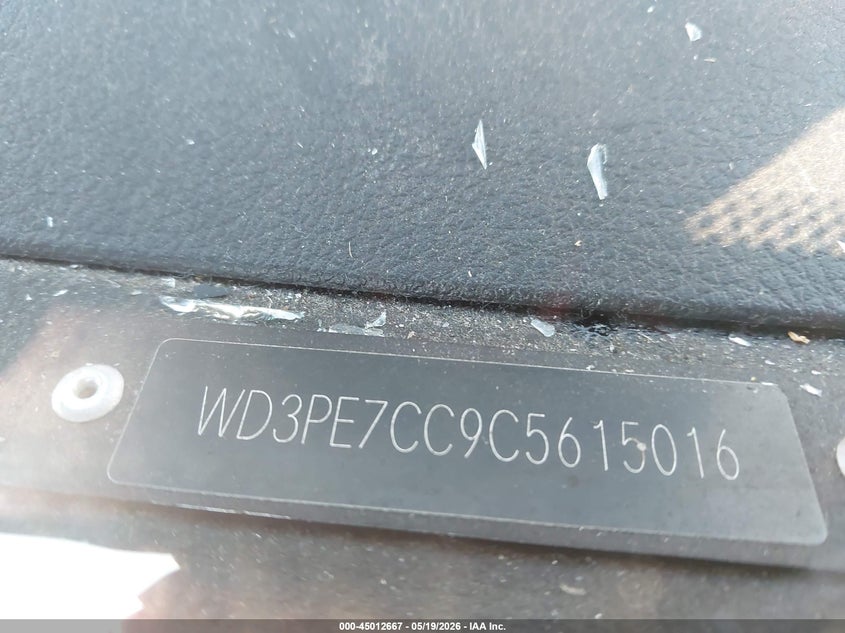 2012 Mercedes-benz Sprinter VIN WD3PE7CC9C5615016 IAAI salvage auction — REAR END, Salvage (Pennsylvania), sold $975 on 2026-07-31 (photo 9)
