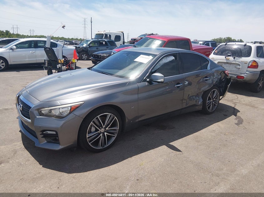 2014 Infiniti Q50 VIN JN1BV7ARXEM705939 IAAI salvage auction — REAR END, Salvage (Tennessee), sold $3,600 on 2026-07-14 (photo 2)